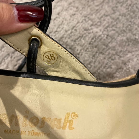 Seniorah Black Leather Wrap-Up Espadrilles - Picture 9 of 16